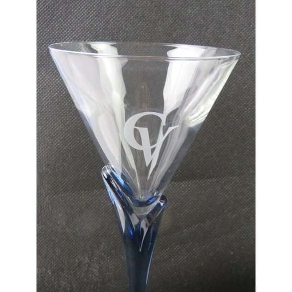 Luigi Bormioli Courvoisier Cognac Cocktail Martini Glasses Blue Stem Set of 2 - Picture 1 of 6